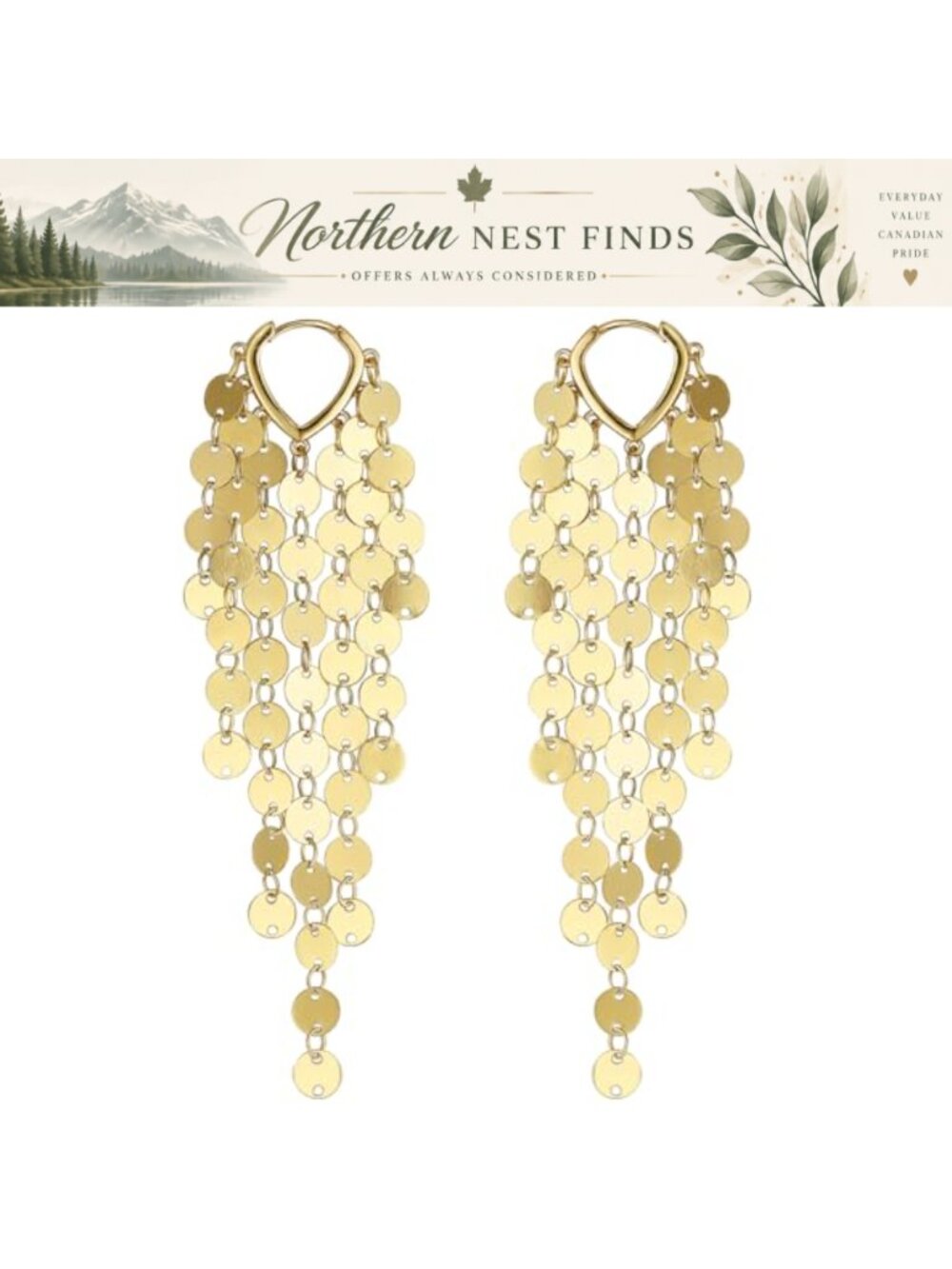 Gold Plated Brass Metal Tassel Earrings S925 Sterling Silver Post